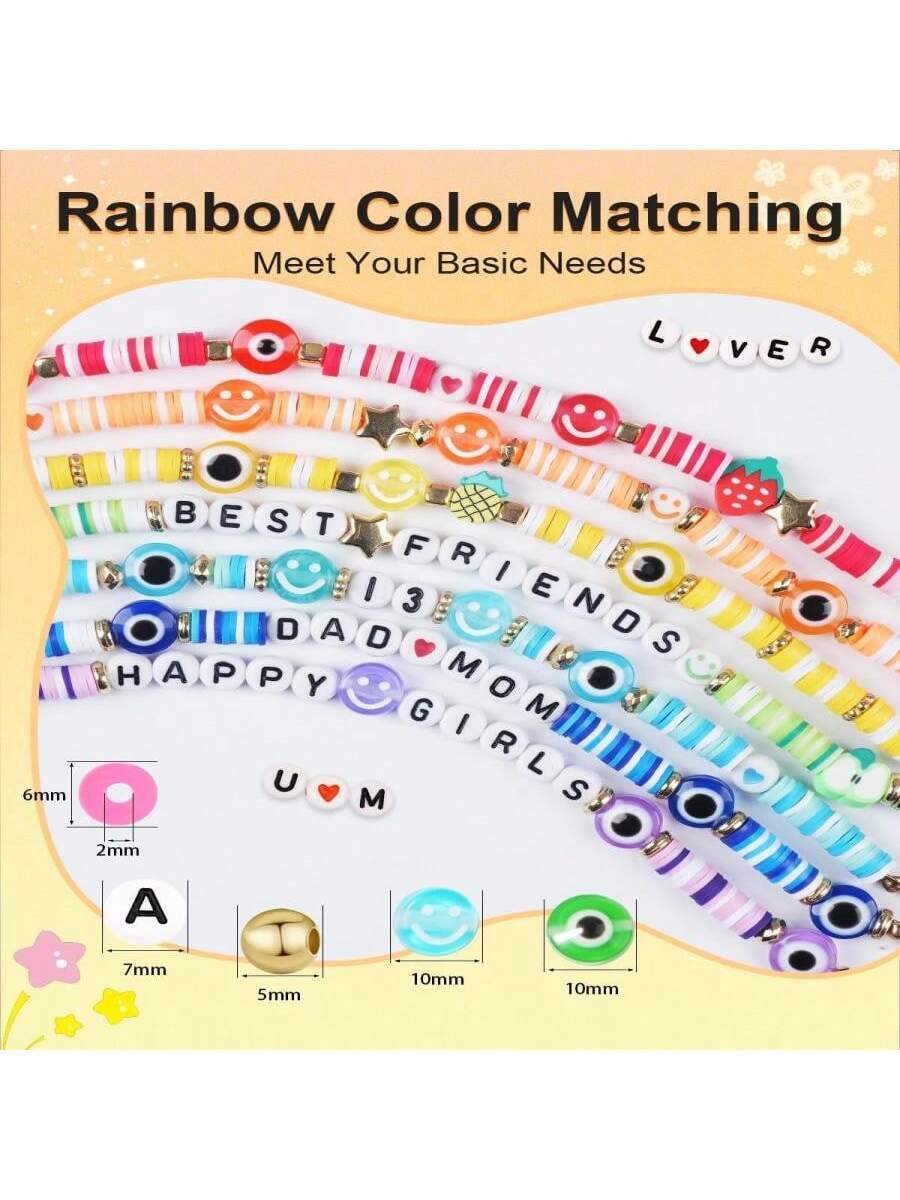 Clay Beads Bracelet Making Kit, 5000 Pcs Friendship Bracelet Kits Flat Beads For Jewelry Making