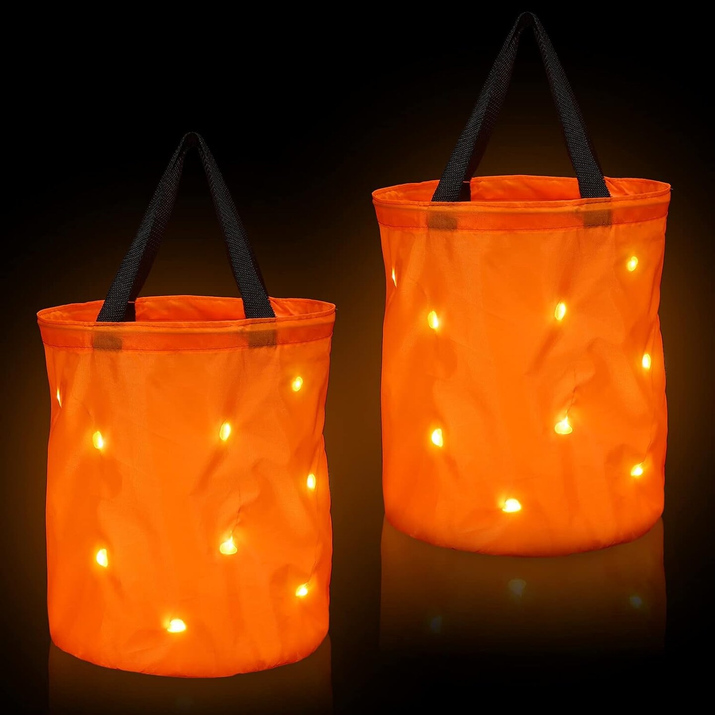 2 Pcs Trick or Treat Light up Halloween Candy Bucket (Orange) - 6.15 x 4.06 x 2.13 inches