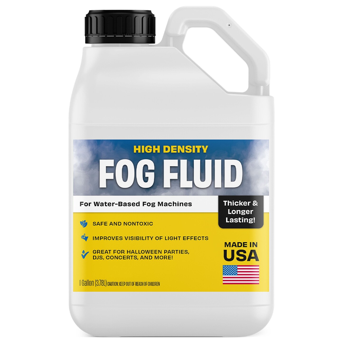 Maplefield Water-Based High-Density Fog Machine Fluid - 1 Gallon - Long-Lasting Fog Liquid for Indoor & Outdoor Events - Compatible with 700+ Watt Machines