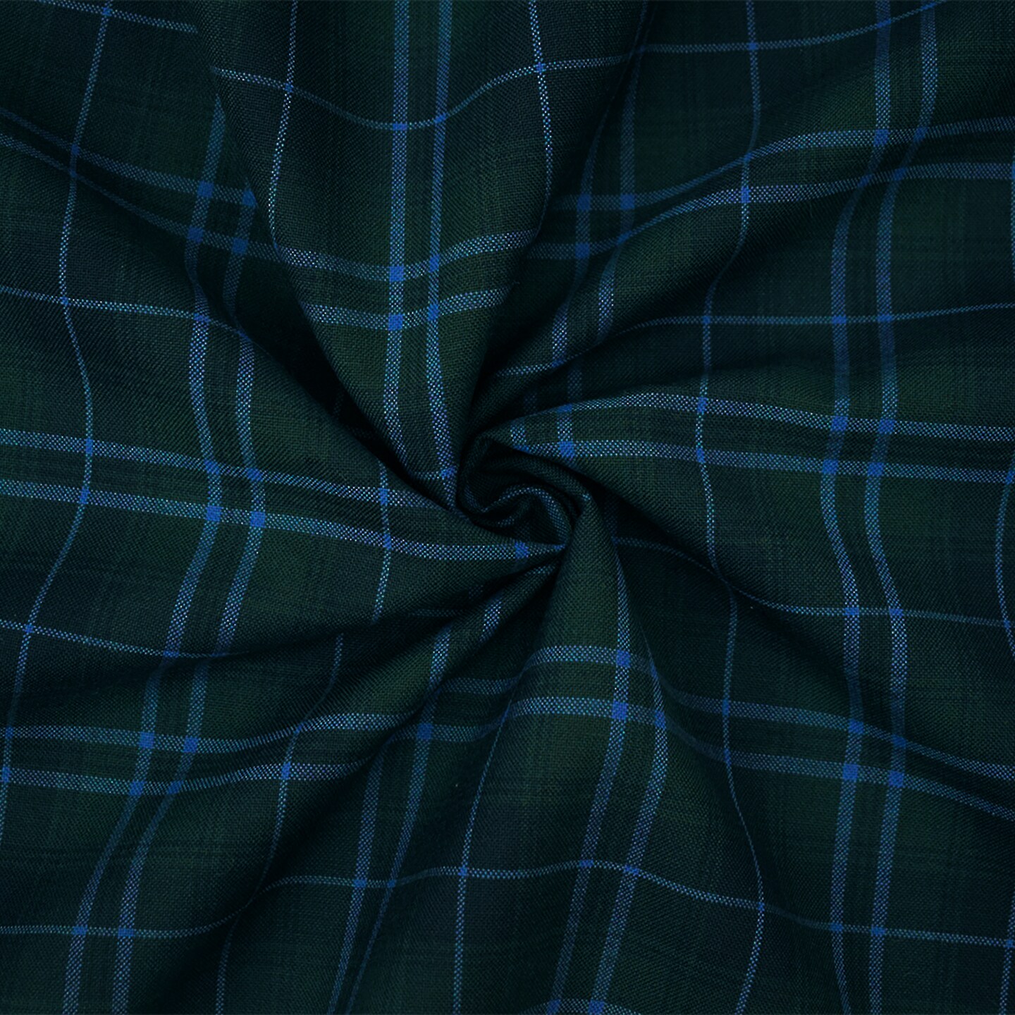 Green-Blue-Multi Poly-Wool Plaid Check Shirting Woven Fabric By the Yard