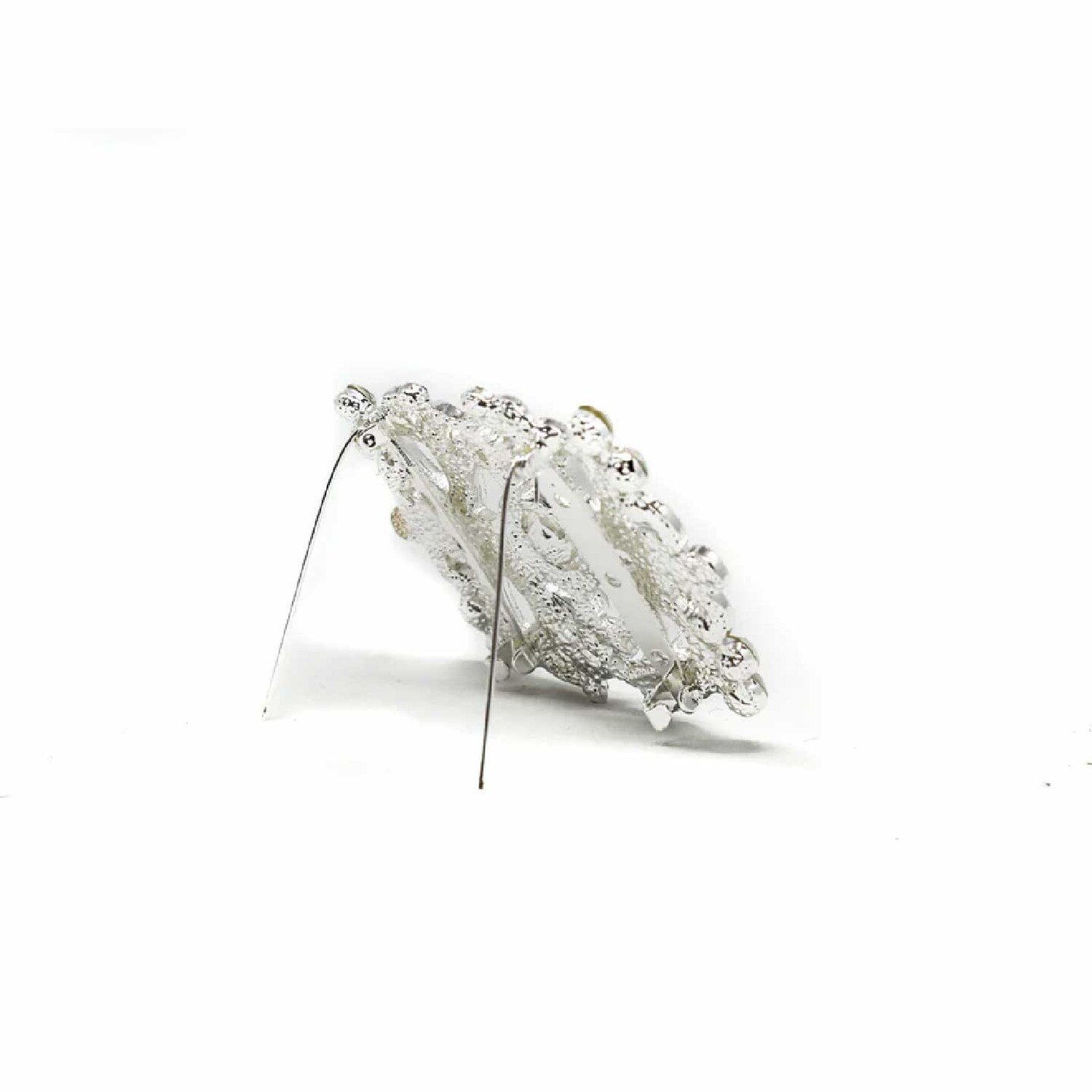 Elegant Crystal Rhinestone Brooch Double Pin For Bridal DIY Crafts 3 Inch X 2 1/2 Inch
