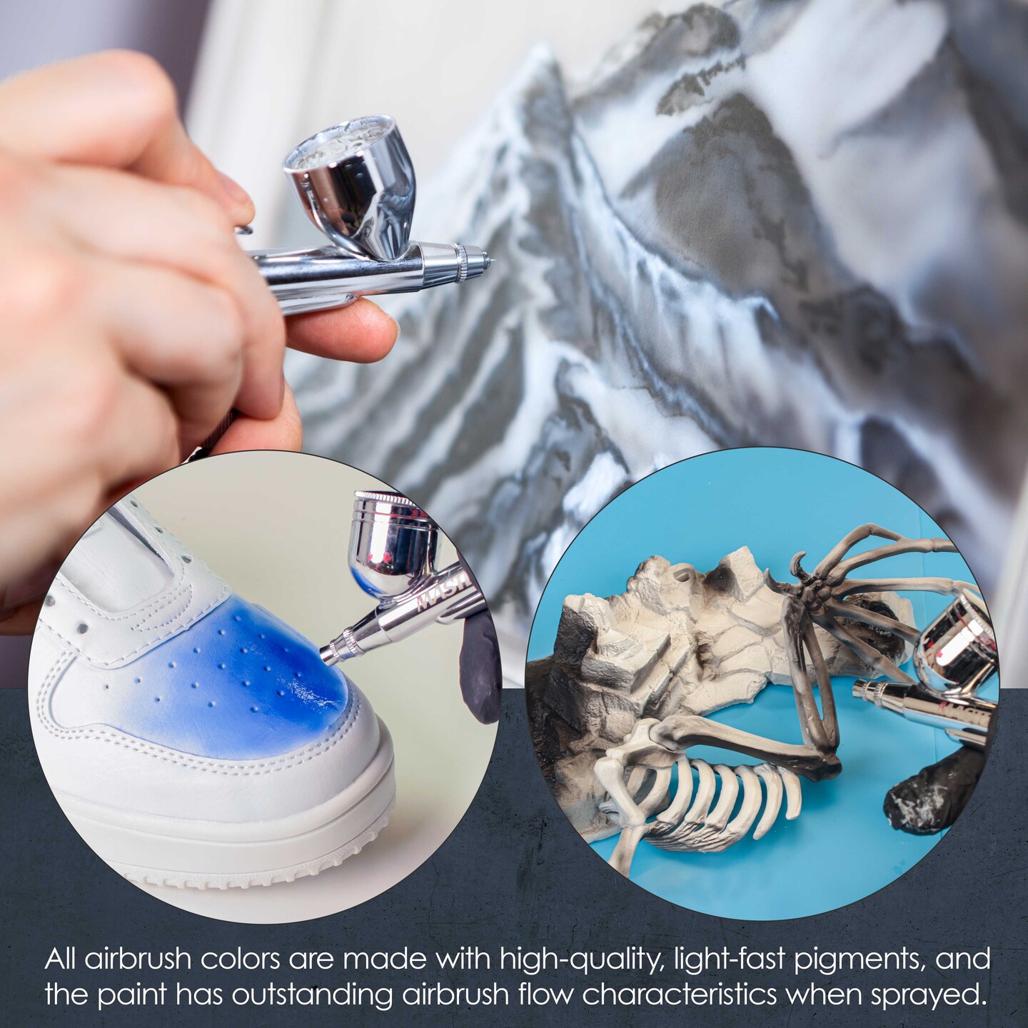 U.S. Art Supply Pearlized Silver Pearl Acrylic Special Effects Airbrush Paint - 8oz Ready to Spray Air Brush Paint for Nails, Models, Fabric - Water-Based Air Brush Painting