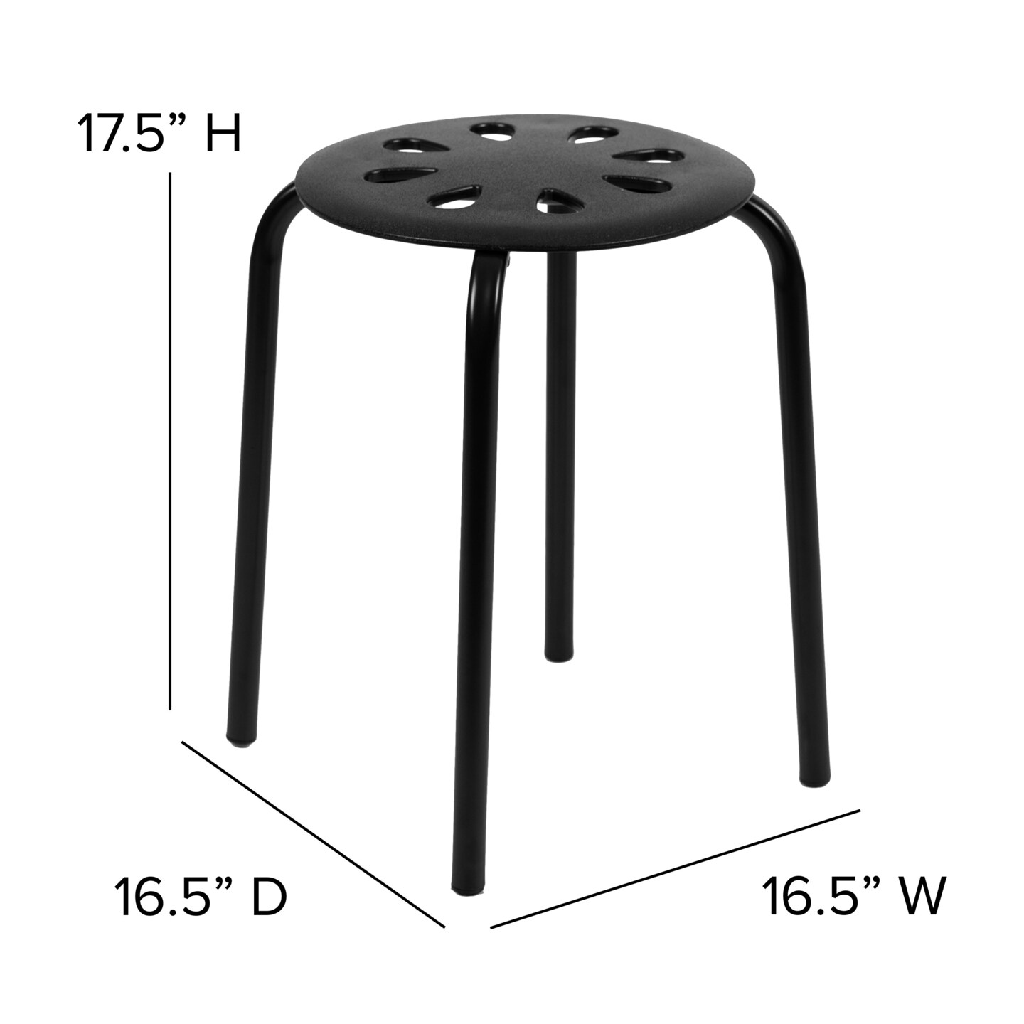 Emma and Oliver Plastic Nesting Stack Stools - School/Office/Home, 17.5&#x22;Height (5 Pack)