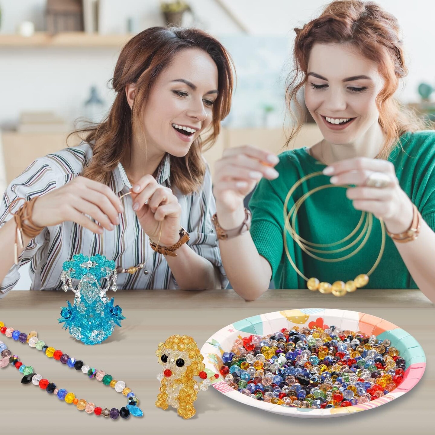 750 Pcs Assorted Crystal Glass Beads for Jewelry Making (Colorful)