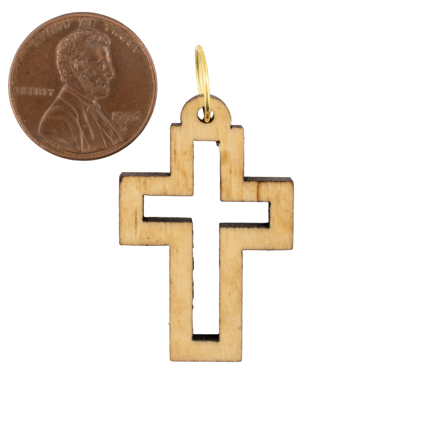 Handcrafted Olive Wood Cross Pendant: Artisan Jewelry from Bethlehem with Unique Holy Land Patterns