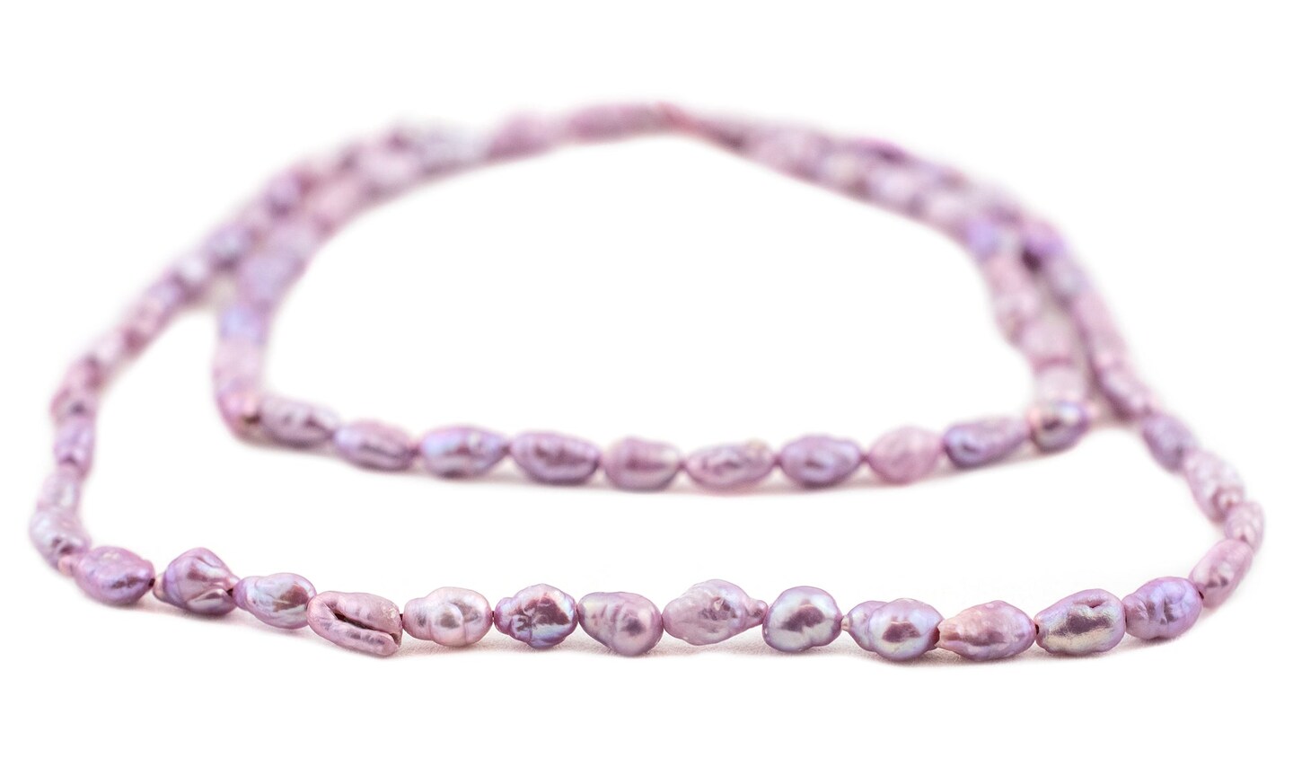 The Bead Chest Vintage Japanese Rice Pearl Beads: Authentic Craft Beading Supplies | Purple | Full Strand