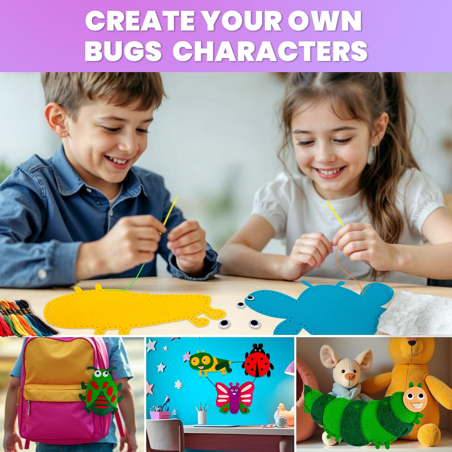 Craft Kits for Kids - 12 Bugs &#x26; Insects Sewing Kit Basic