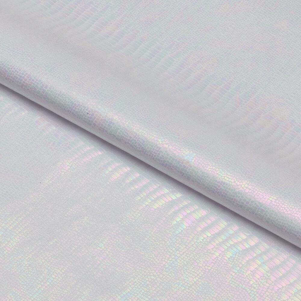1 Yard Oil Slick Python Hologram Spandex 4 Way Stretch Dancewear Fabric 56 58 Inch Width