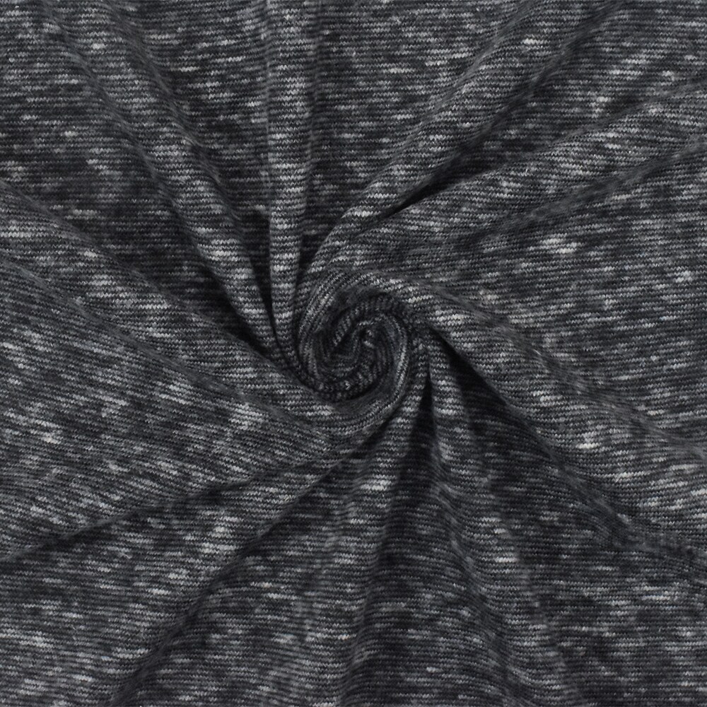 Off Black-Gray Slub Stretch Texture Jersey Knit Fabric By the Yard