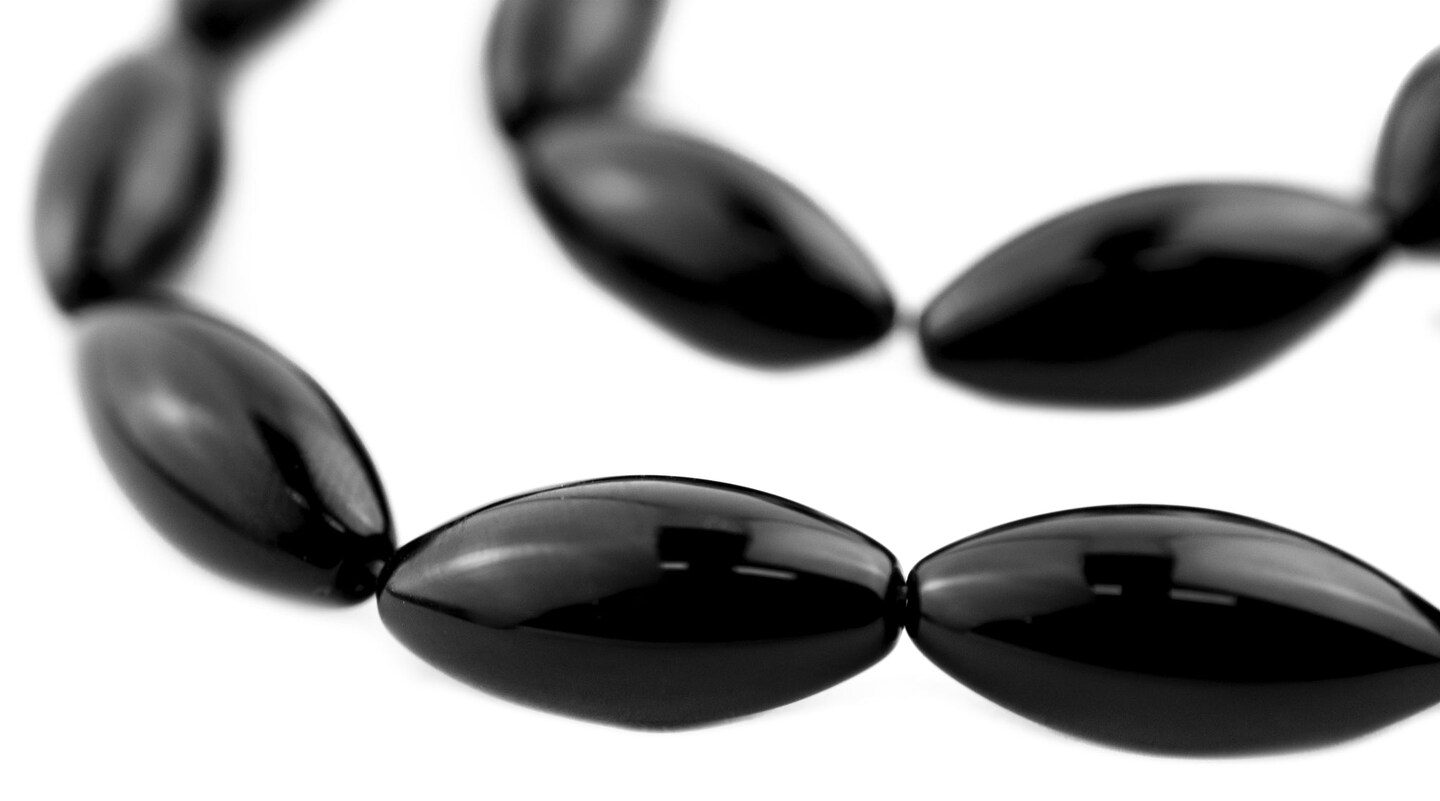 The Bead Chest Oval Onyx Beads (20x9mm)