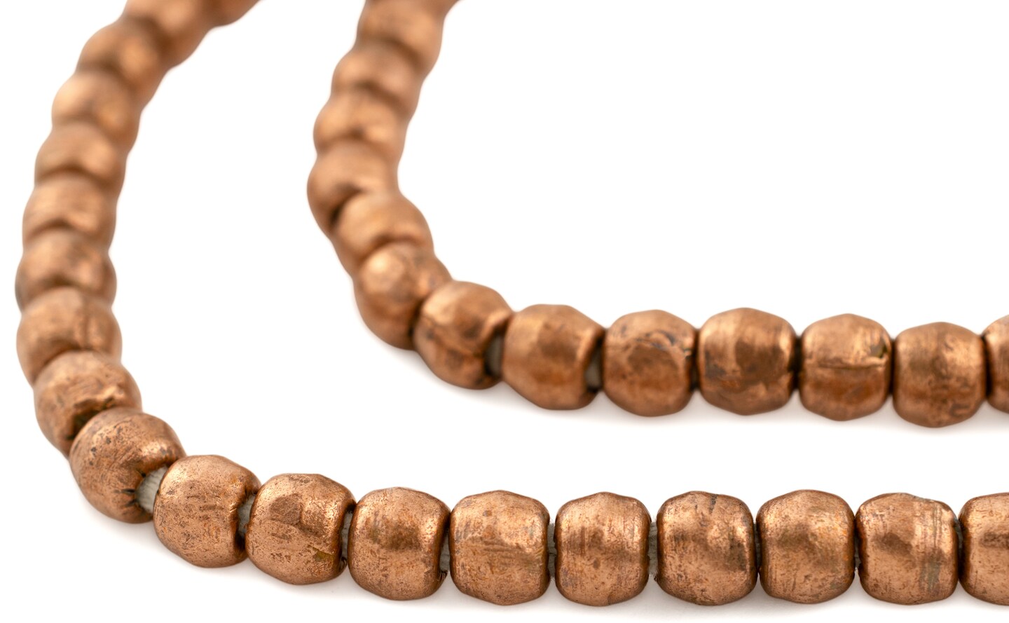 The Bead Chest 8mm Round Copper Beads - Full Strand of African Metal Spacer Beads