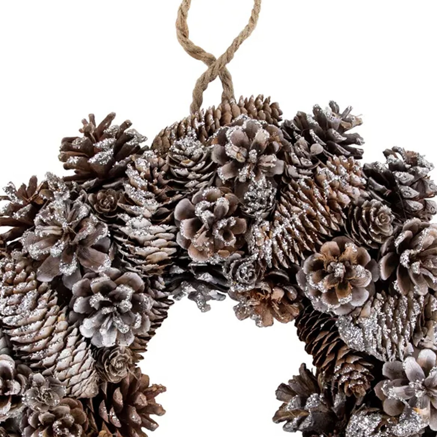 13.5" Frosted Pinecone Christmas Wreath Unlit Holiday Door or Wall Decor