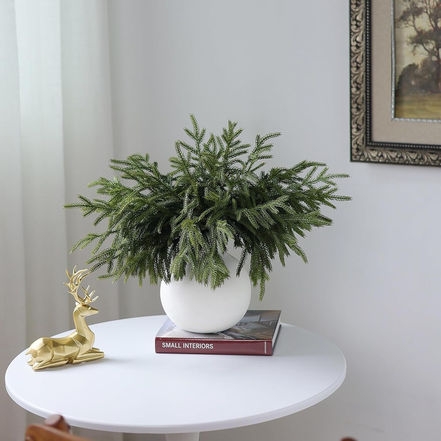Artificial Christmas Green Plants Branches Faux Greenery Stem (Green) 0.8&#x22;D x 8&#x22;W x 18&#x22;H