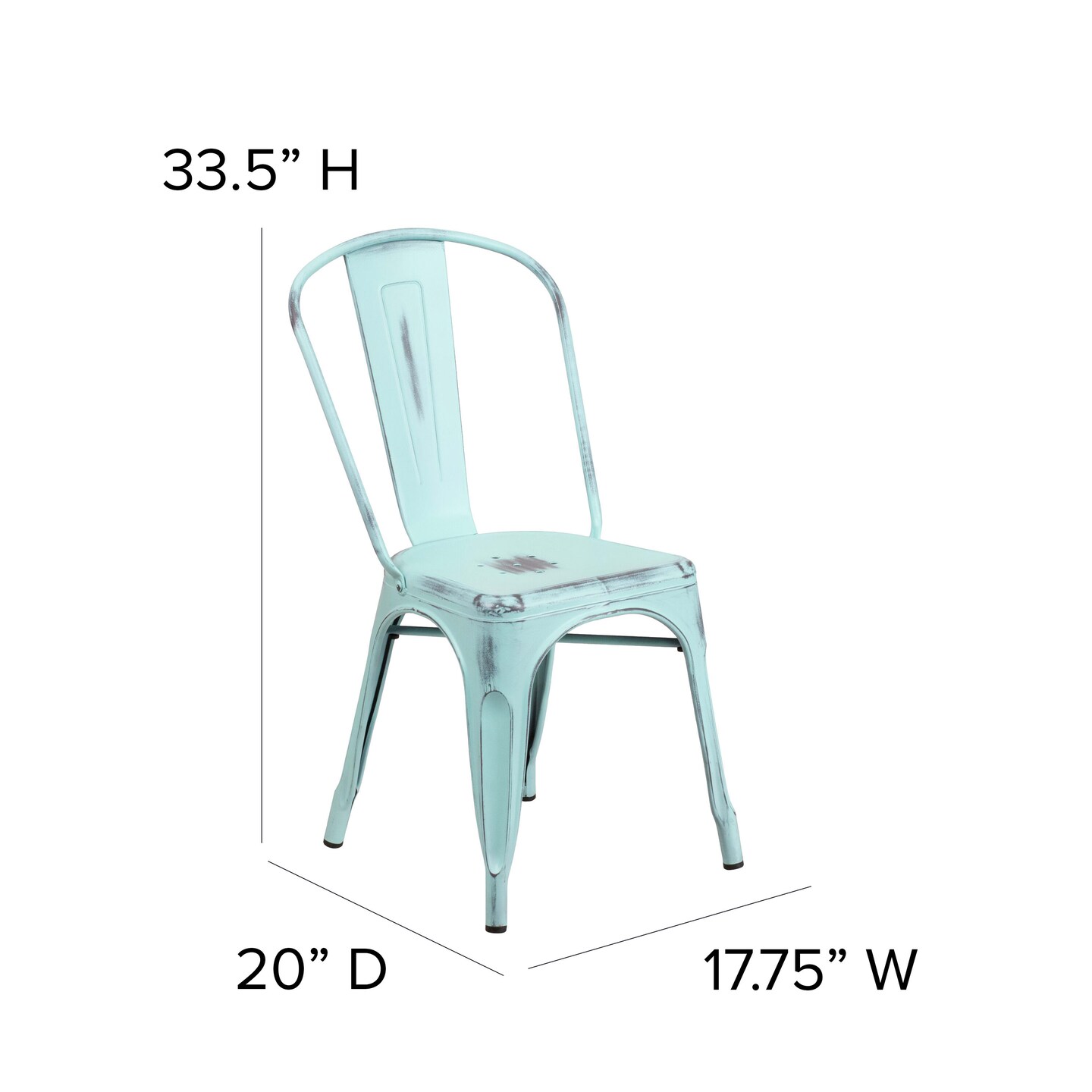 Merrick Lane Banks Indoor/Outdoor Stacking Metal Dining Chair with Single Slat Back and Distressed Powder Coated Finish