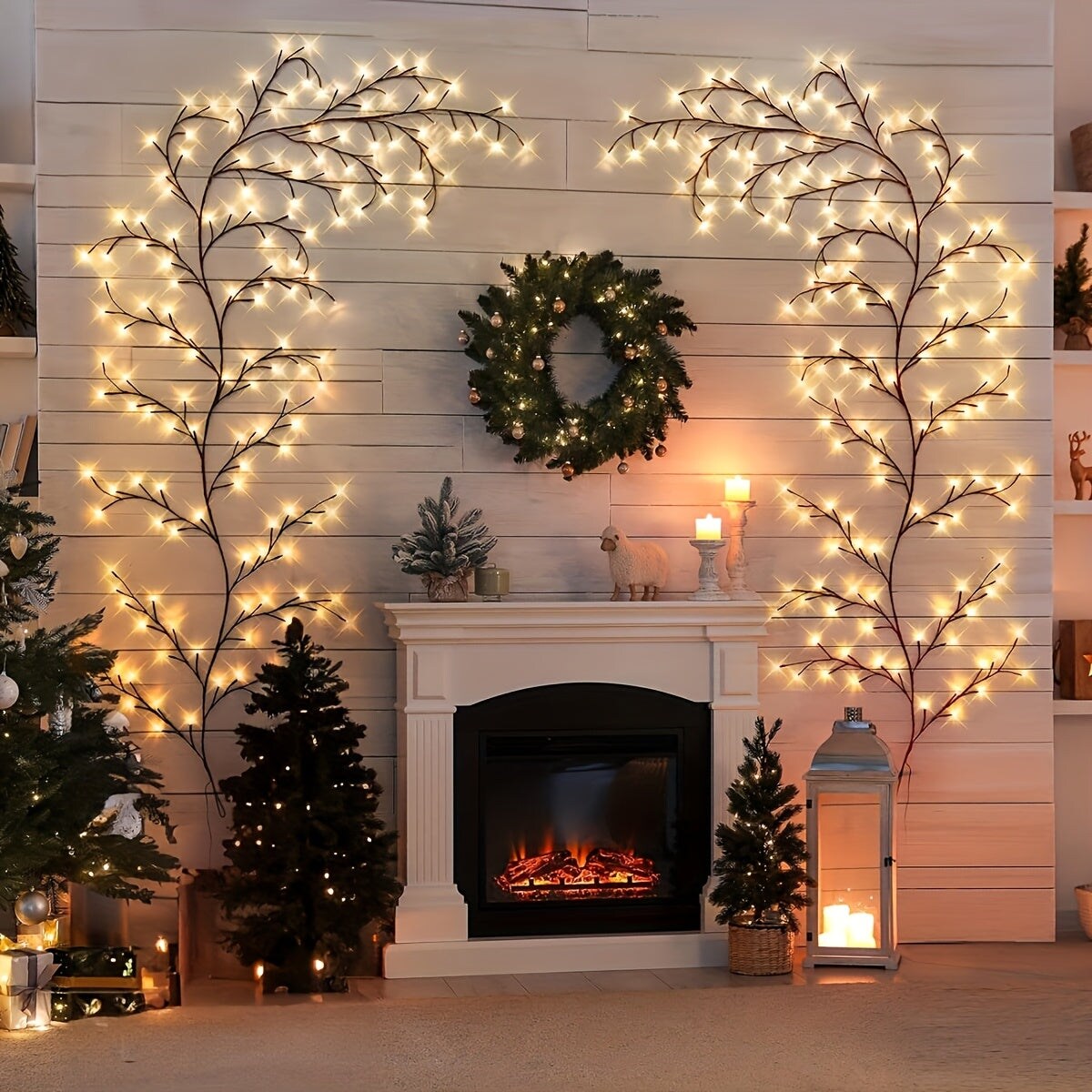 2-Pack 6-Foot Flexible Brown Vine Lights - 96 LEDs, USB Powered