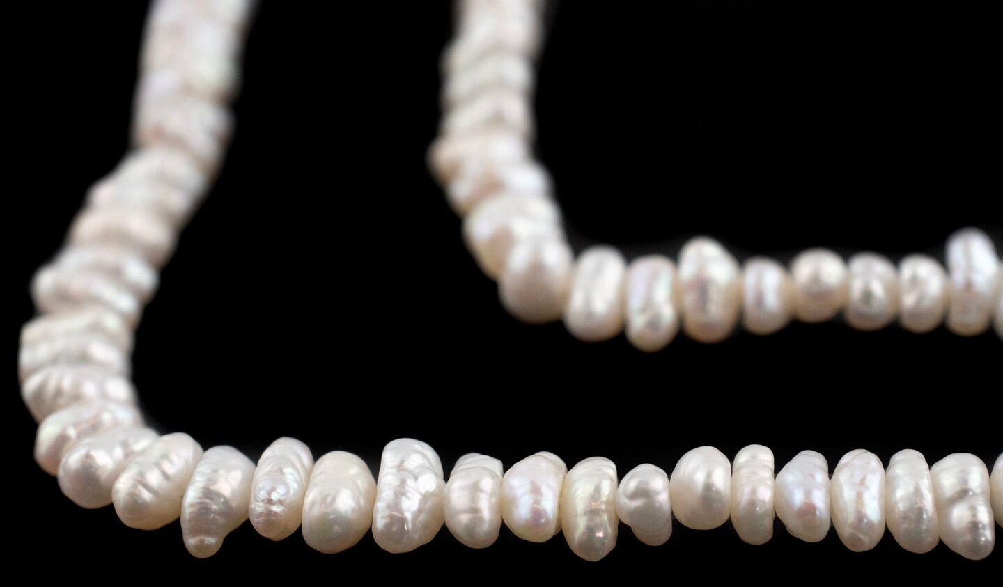 The Bead Chest White Oval Button Vintage Japanese Pearl Beads: Authentic 4-5mm Luminous Crafting Supply