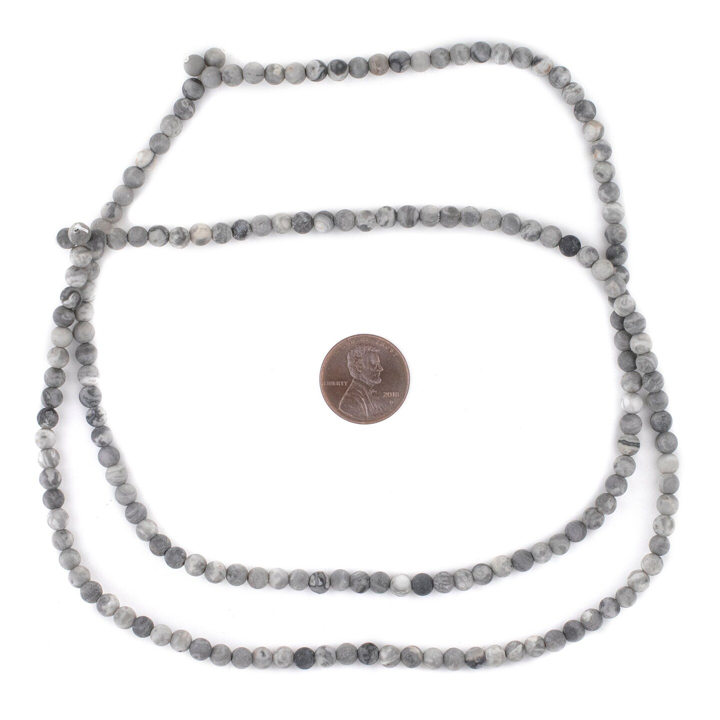 The Bead Chest Matte Grey Picasso Jasper Beads (4mm): Organic Gemstone Round Spherical Energy Stone Healing Power Crystal for Jewelry Bracelet Mala Necklace Making