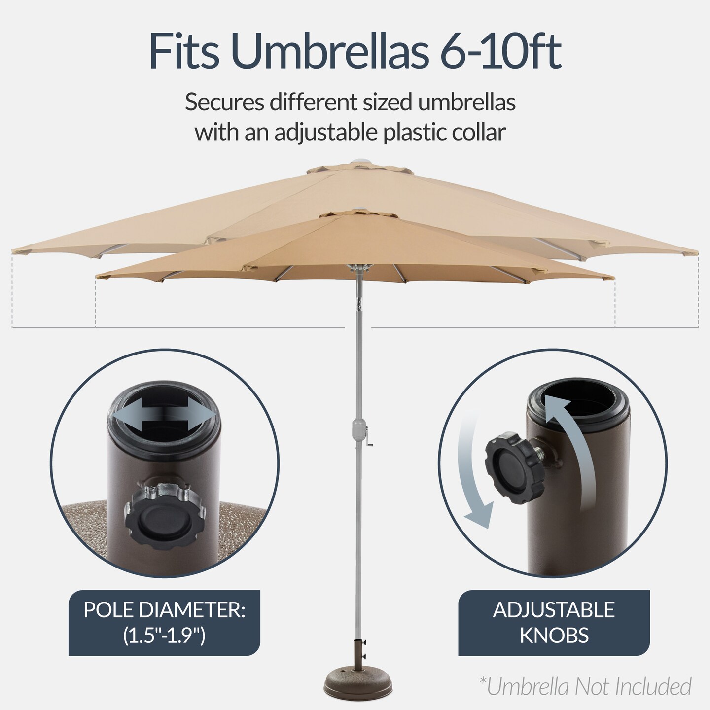 Best Choice Products Fillable Plastic Patio Umbrella Base Stand, Pole Holder w/ Adjustment Knob, Round Dome
