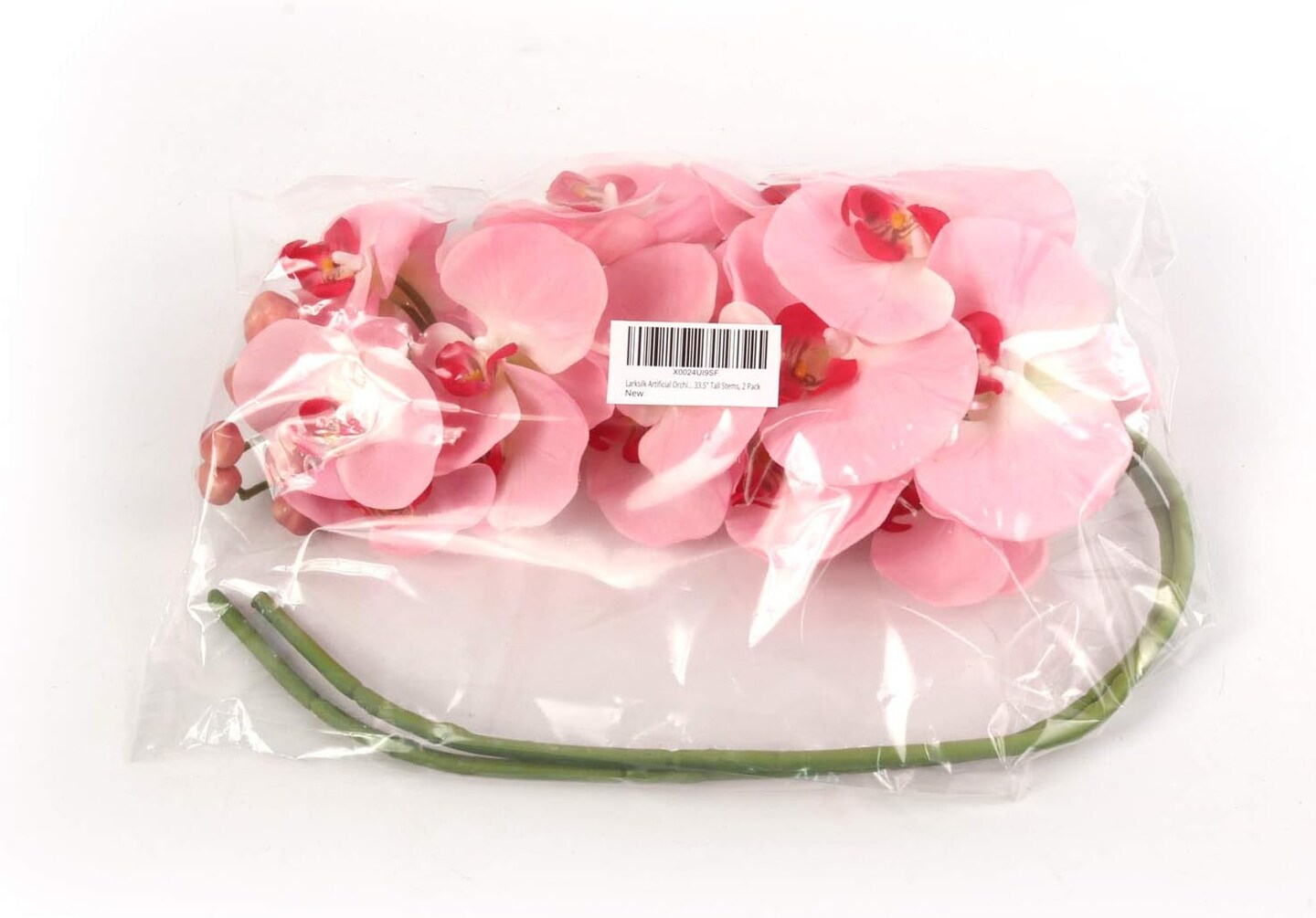2-Pack 33.5-Inch Pink Phalaenopsis Orchid Stems with 9 Realistic Silk Blooms and Green Buds, Perfect for Elegant Home and Event Decor, Floral Home by Artificial Flowers
