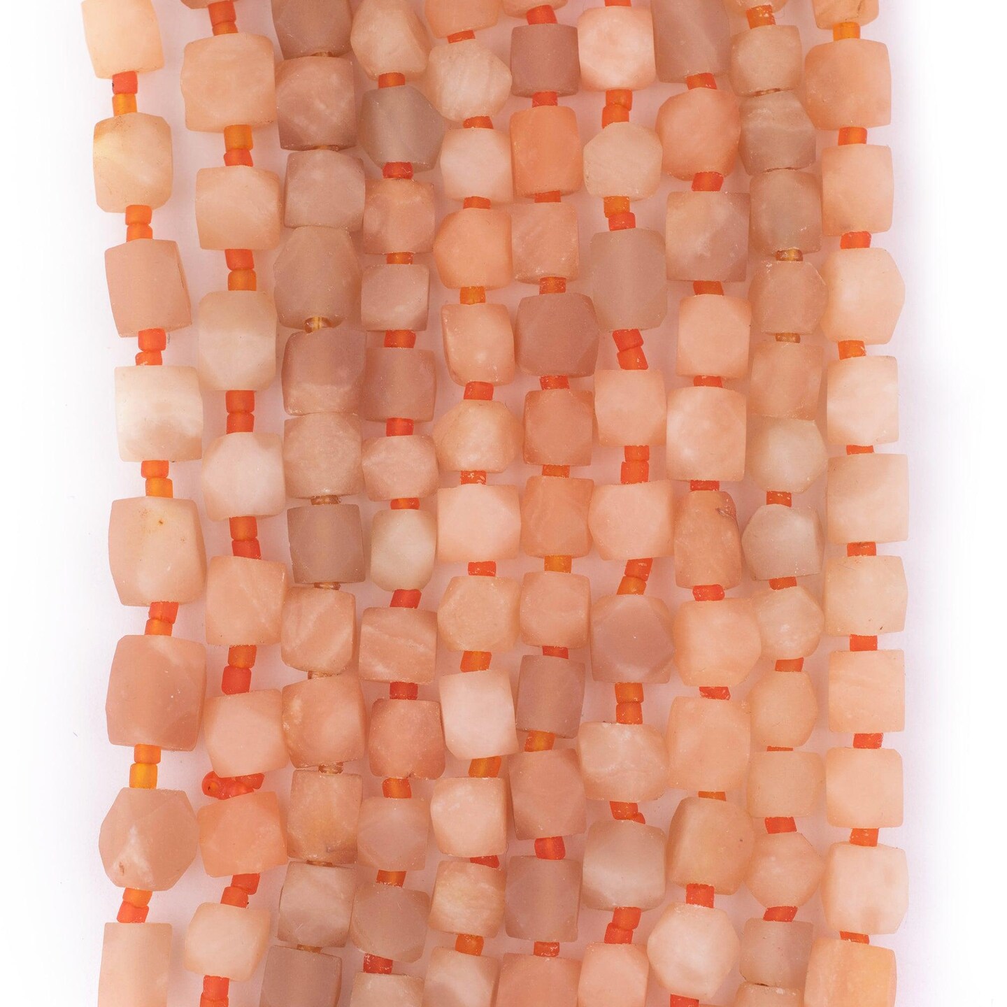 The Bead Chest Matte Natural Cornerless Cube Calcite Beads 7mm Afghanistan Orange Faceted Gemstone Large Hole 16 Inch Strand