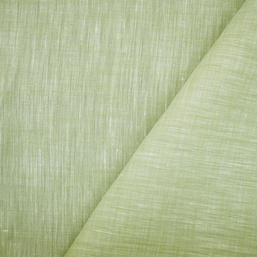 Green-White Spencer Bryson Solid Slub Texture Irish Linen Woven Fabric By the Yard