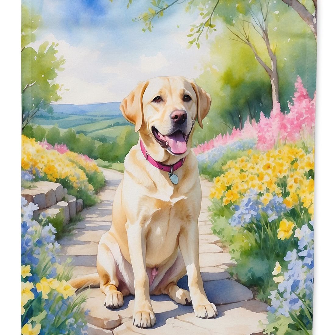 Edge Collections - 11.25" X 15.50" - Multicolor - Labrador Retriever Decorative Spring Path Banner - 1 Piece