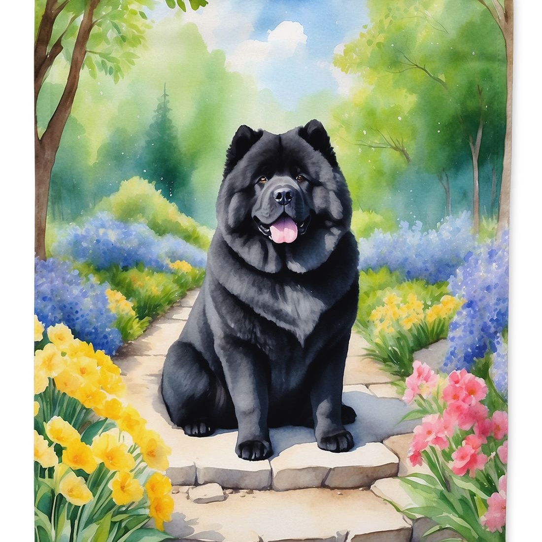 Chow Chow Child In Bright Multicolor Dress CloseUp On Pure Black Background Pixar Style 238289049