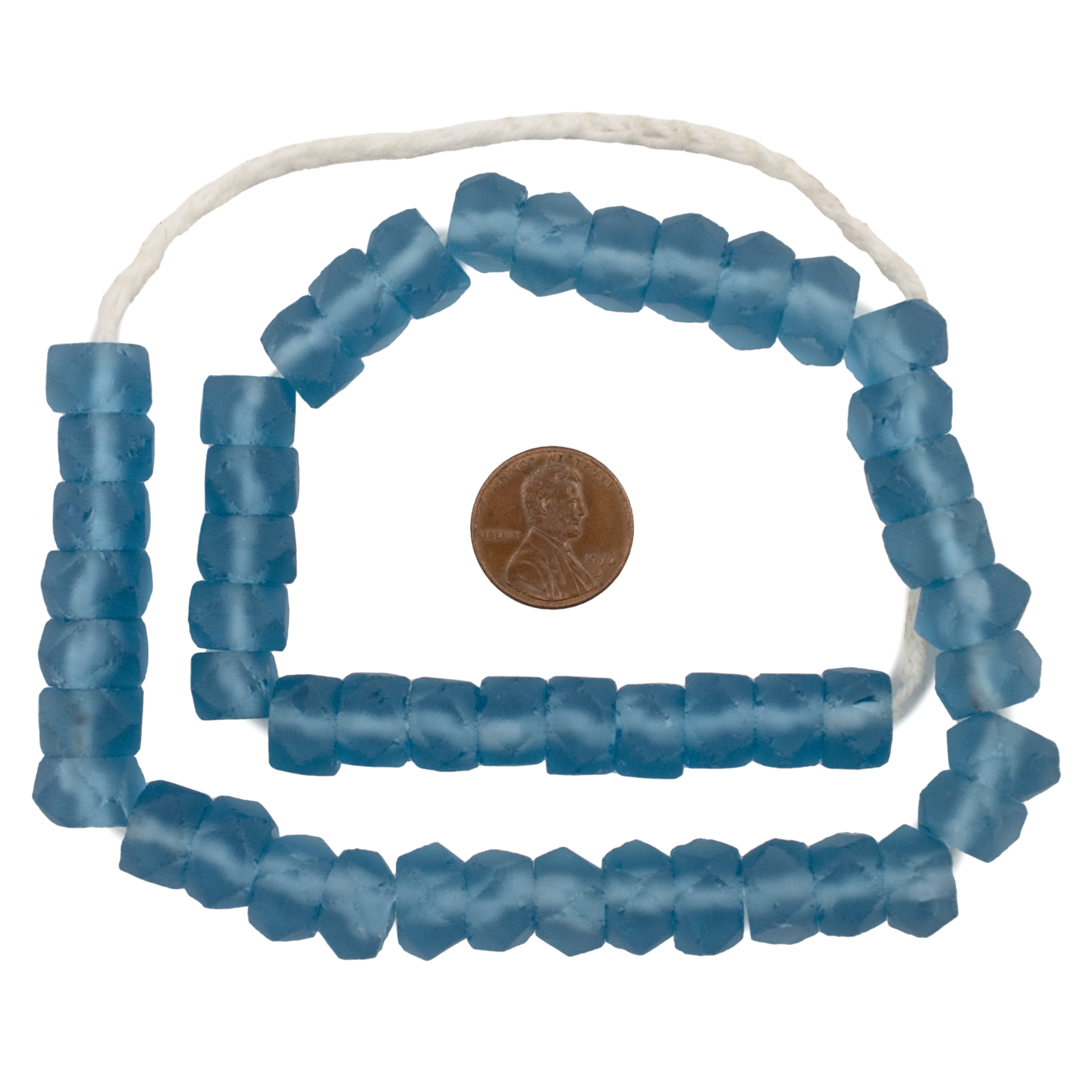 The Bead Chest Light Blue Faceted Recycled Java Sea Glass Beads - Full Strand of Faceted Bottle Glass Beads | Approximately 48 Beads