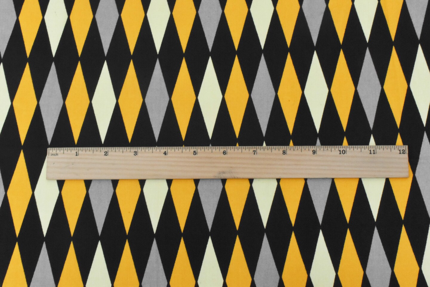 Yellow-Black-Multi Diamond Print Stretch Cotton Spandex Twill Sateen Fabric By the Yard