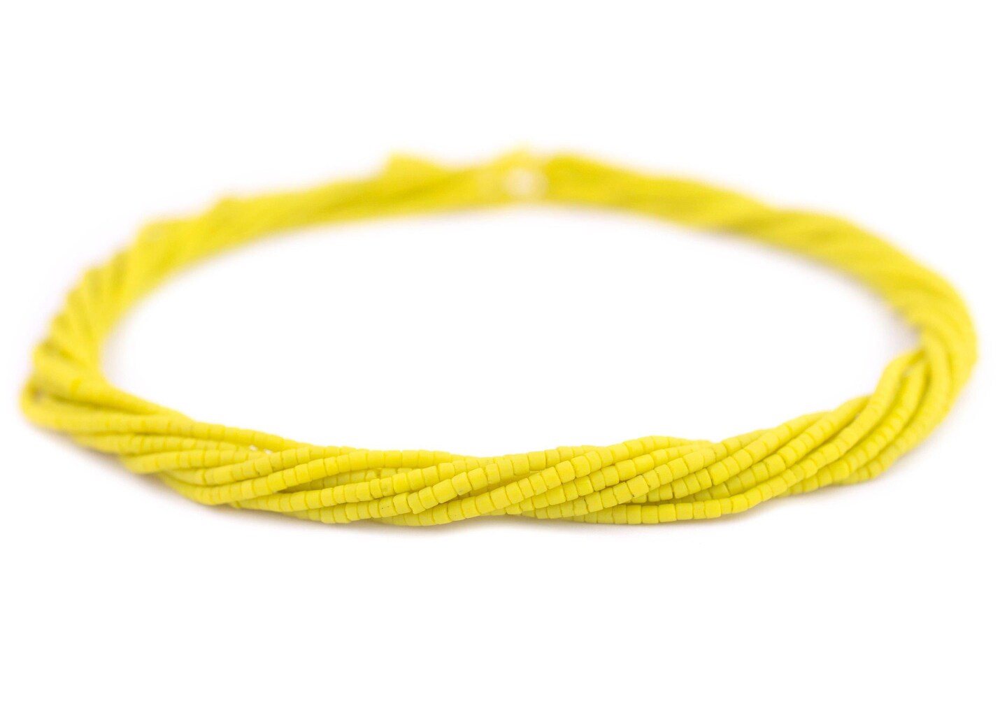 The Bead Chest 2mm Glass Seed Beads - Full Strand of Afghani Tribal Beads (Yellow) - Bunch of 10 Strands