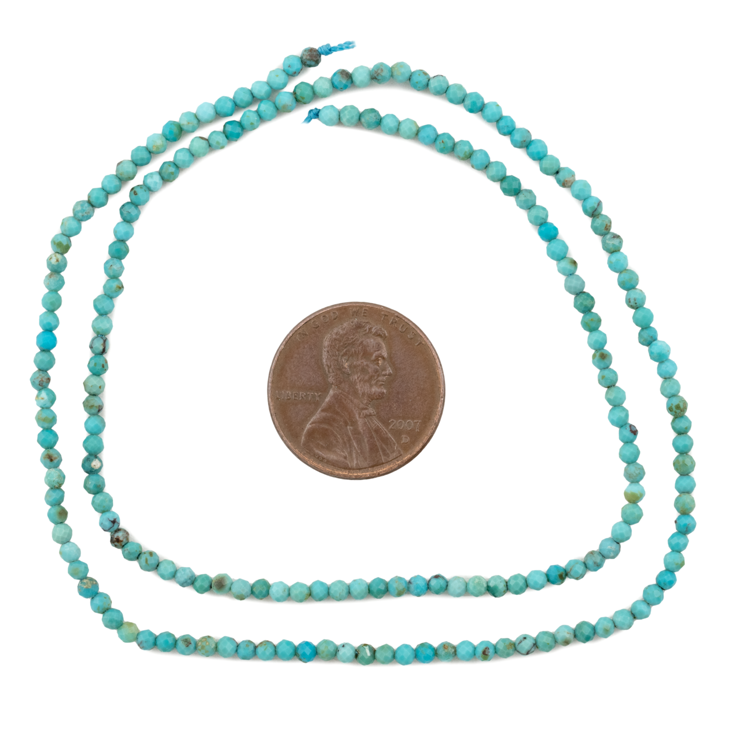 The Bead Chest Faceted Round Blue Turquoise Beads: 2mm Stone Craft Supplies Full Strand