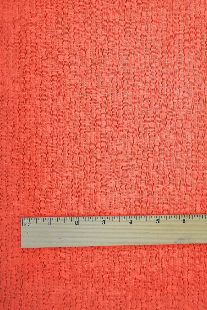 Bright Orange Poly Rayon Blend Stretch Spandex 2x2 Rib Knit Fabric By the Yard