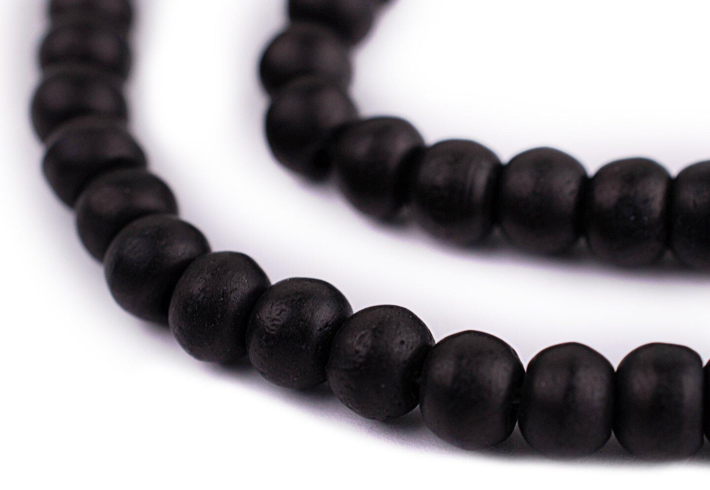 The Bead Chest Black Bone Mala Beads 6mm Nepal Round Large Hole 22 Inch Strand