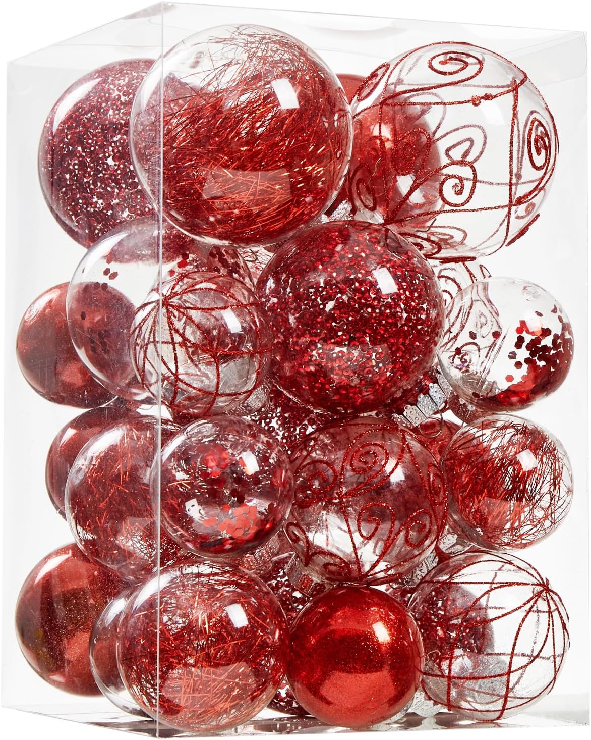 Christmas Ball Ornaments Shatterproof Clear (Red) - 10.31 x 6.77 x 6.54 inches
