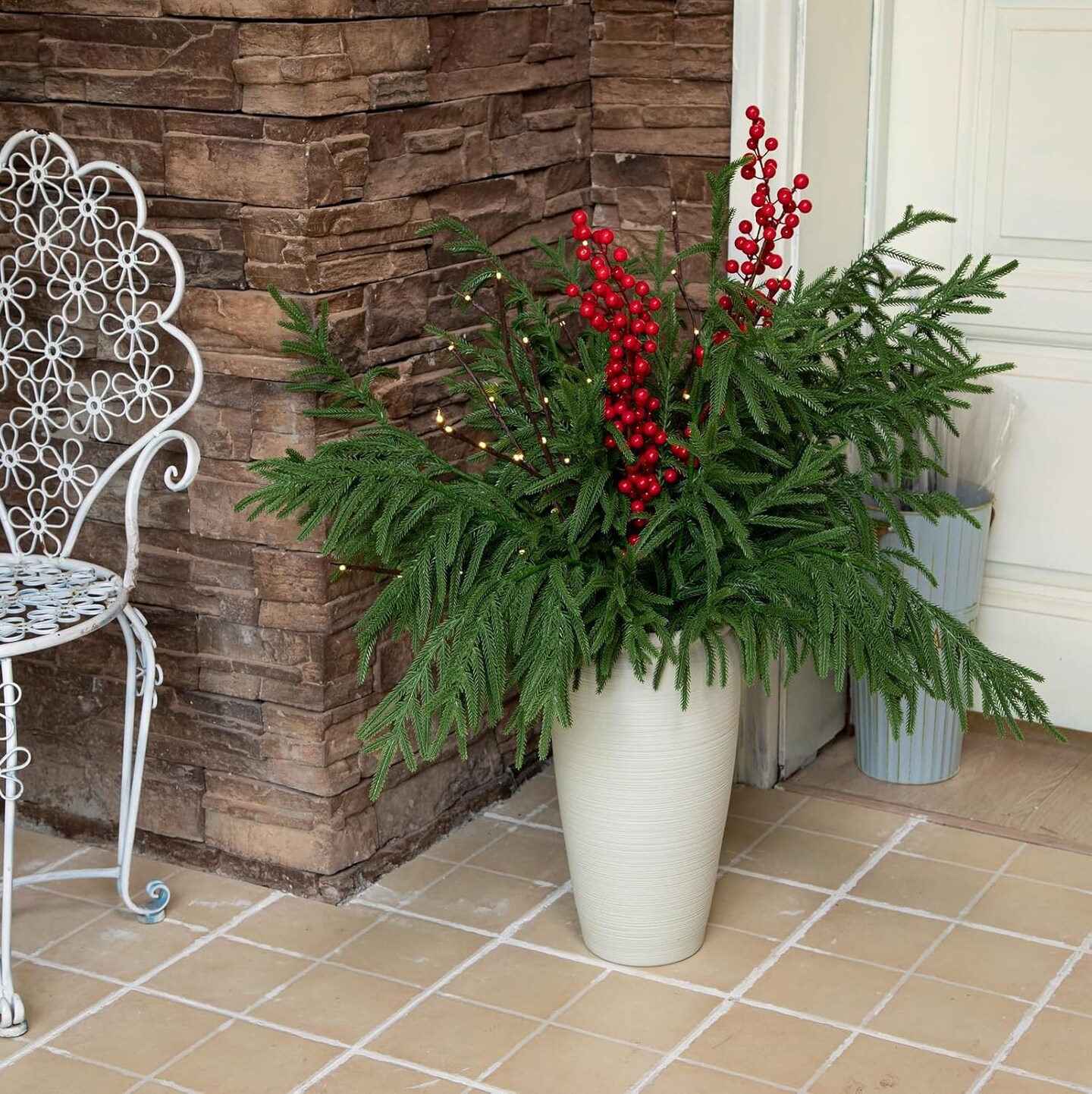 10 Pcs 36 Inch Artificial Norfolk Pine Stems Faux Christmas (Green) 0.78"D x 7.87"W x 36"H