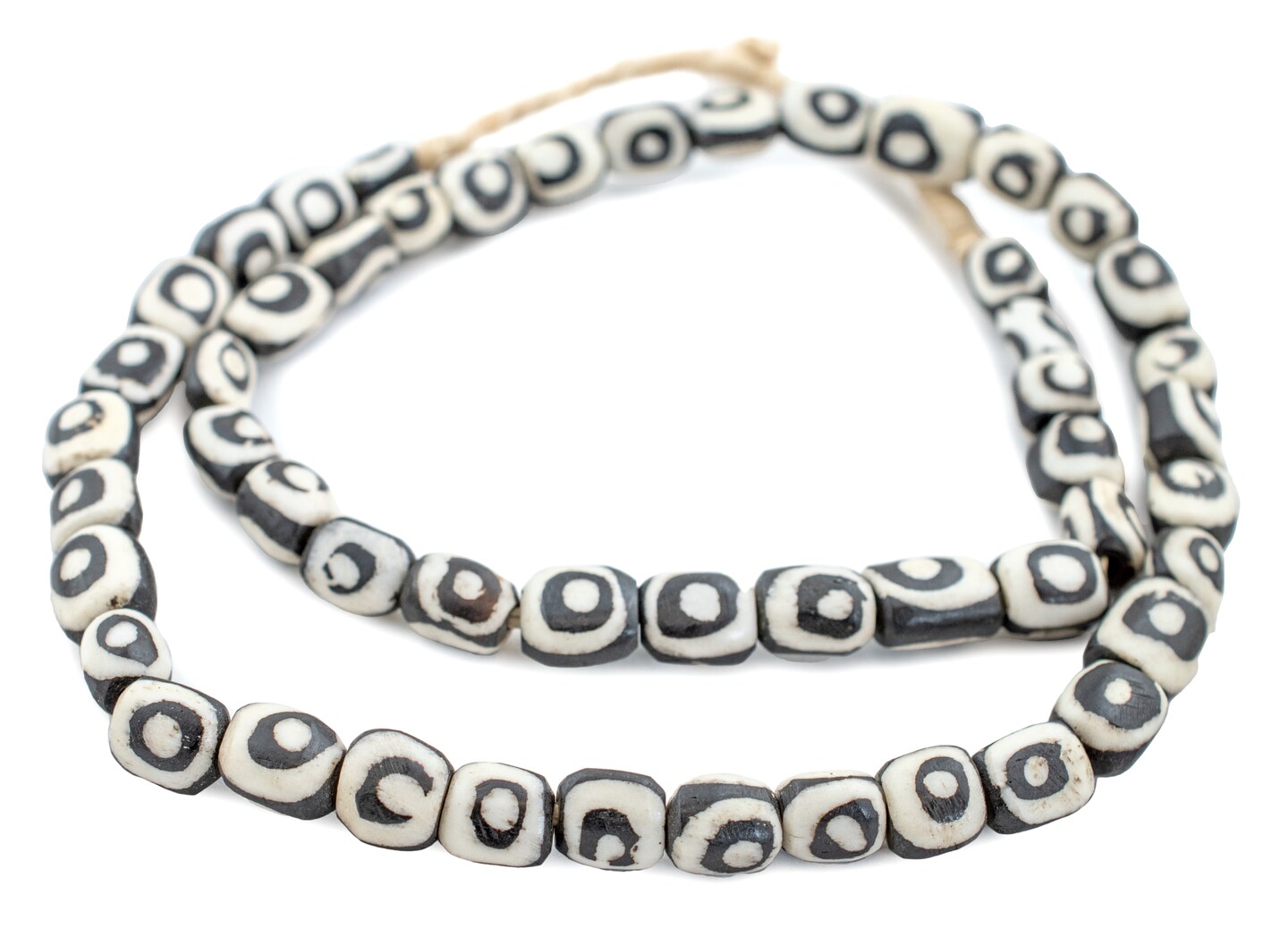 The Bead Chest Batik Bone Beads - Full Strand of Fair Trade African Beads (Small, Eye Design)