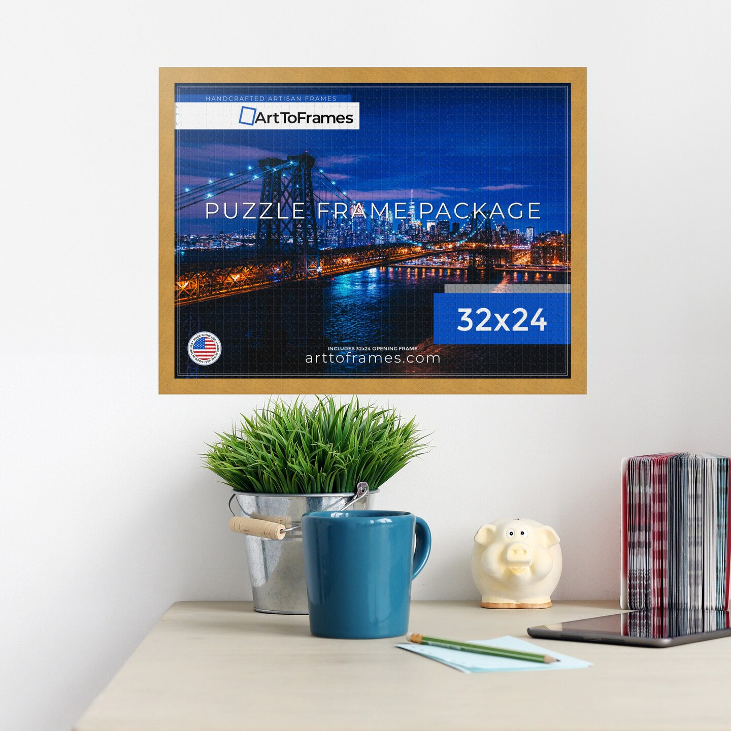 ArtToFrames 32x24 INCH / 81.28x60.96 CM Puzzle Frame for 1500 piece Puzzles.This 1.25 Inch Custom MDF Frame for Puzzles Comes with Economy Acrylic, Available in Multiple Colors