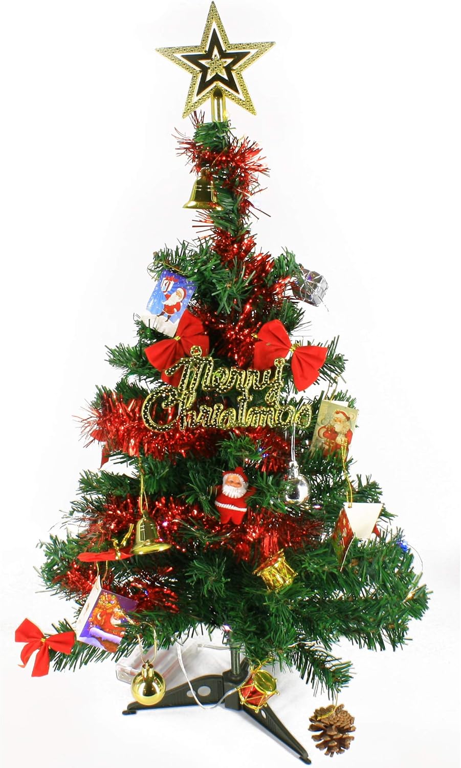 18" inchTabletop Artificial Mini Christmas Pine Tree with LED Lights (Green) 12"D x 12"W x 18"H