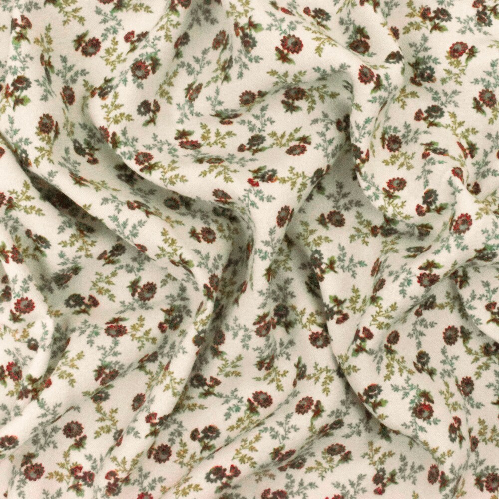 Beige-Brown-Multi Famous Designer Floral Print Viscose Crepe Faille Fabric By the Yard