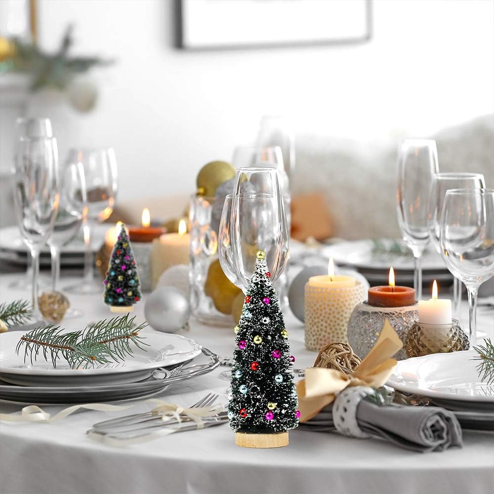 3 Pack Artificial Mini Tabletop Christmas Trees (Multicolor) 4"D x 0.2"W x 2"H