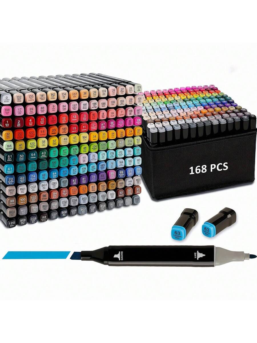 168 Colors Alcohol Markers, Dual-Tips Permanent Art Pen Set