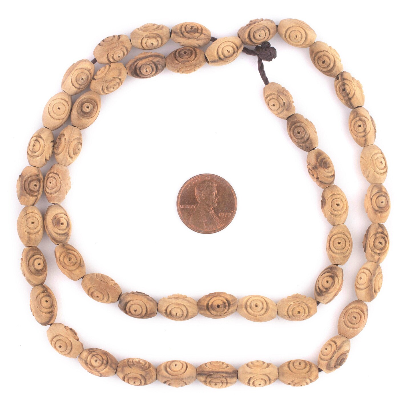 The Bead Chest Carved Oval Olive Wood Beads from Bethlehem (12x8mm)