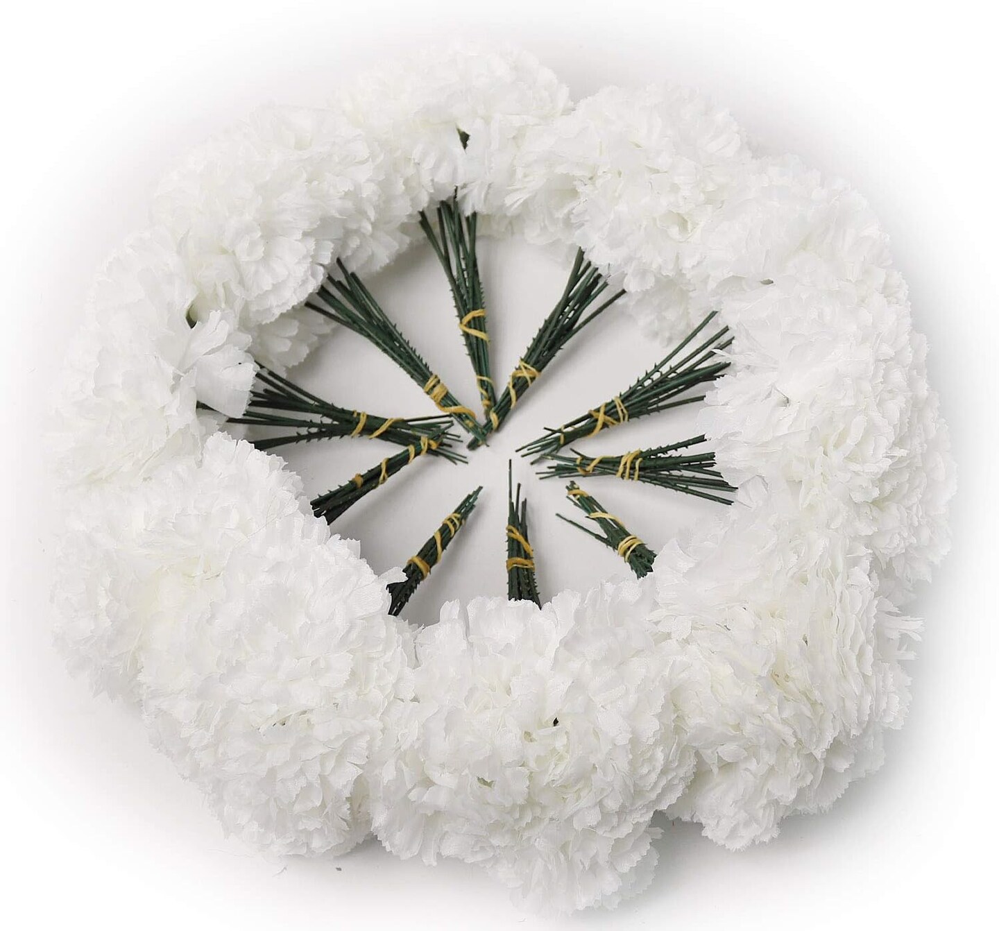 200 White Silk Carnation Flower Picks, 5” Lifelike Blossoms for Bouquets, Centerpieces, Floral Displays, and DIY Crafts - Floral Home by Artificial Flowers