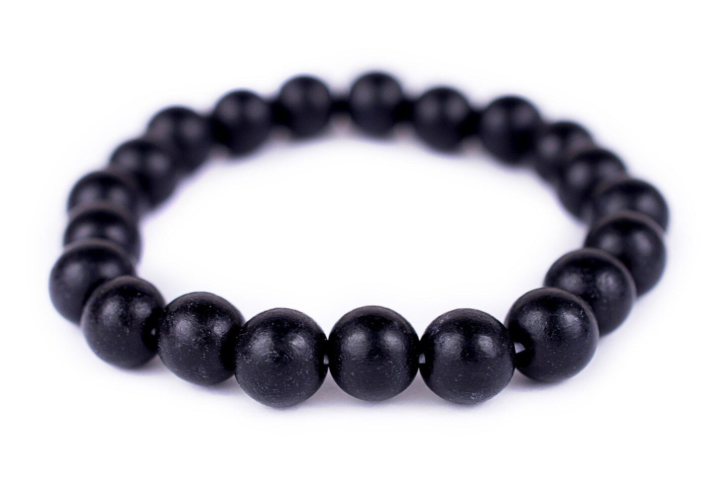 The Bead Chest Wood Stretch Bracelet, Black - Stackable Beaded Jewelry, Unisex for Men & Women