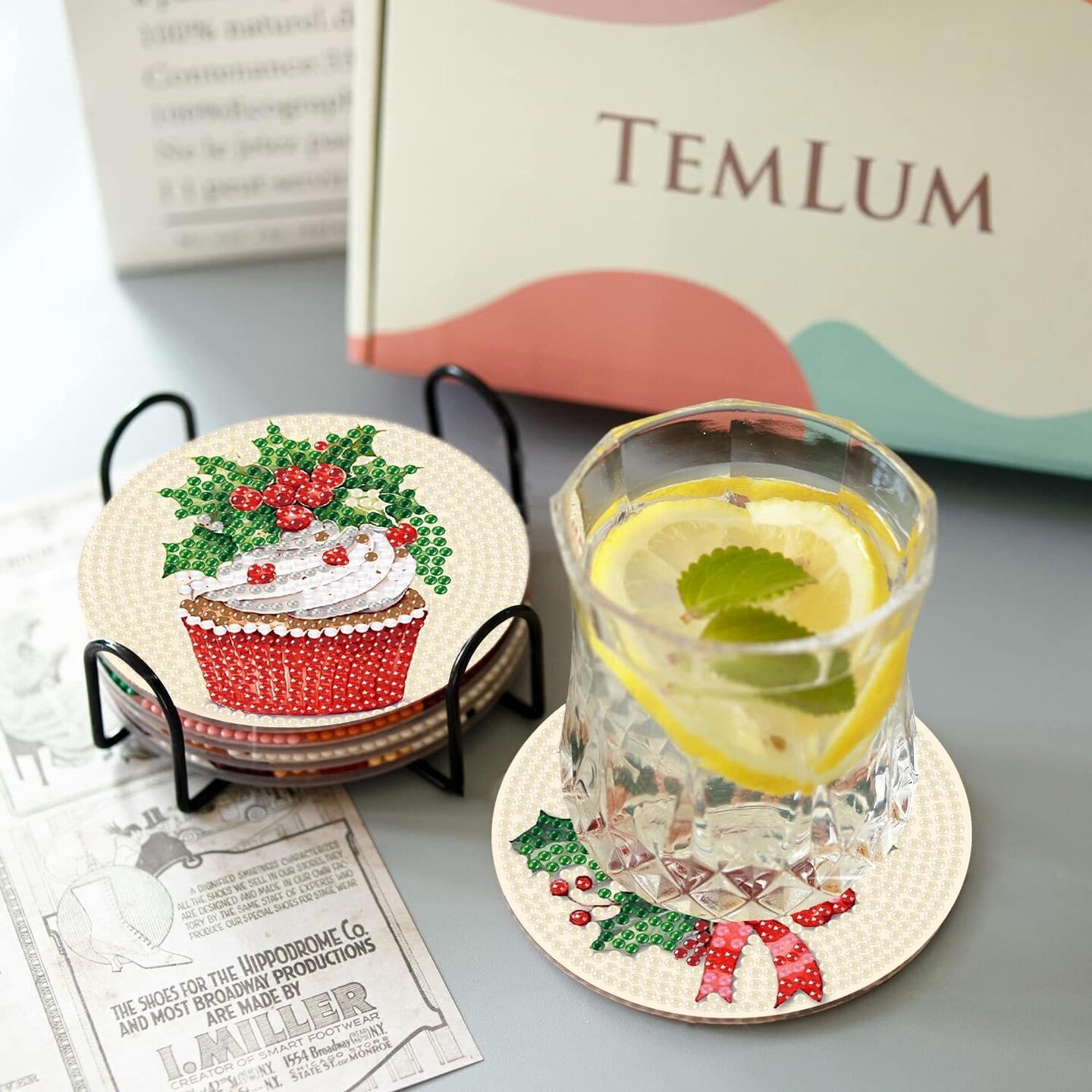 8 Pcs Christmas Diamond Art Coasters Kits