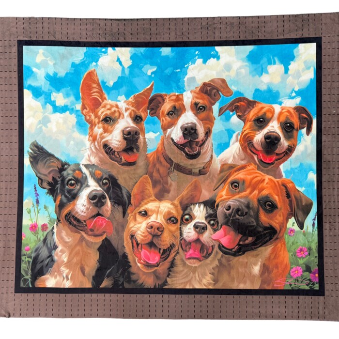 Dogs Take Selfie Silky Premium Fleece No-Sew Throw Fleece Fabric Kit (50x60)