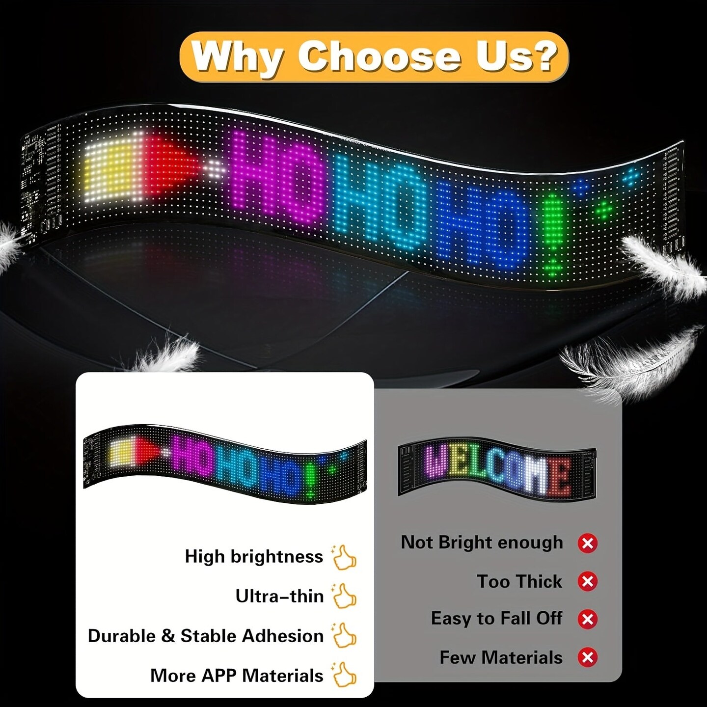 15" x 4" Programmable LED Sign App Control Scrolling Text Graffiti USB Power Supply Night Light