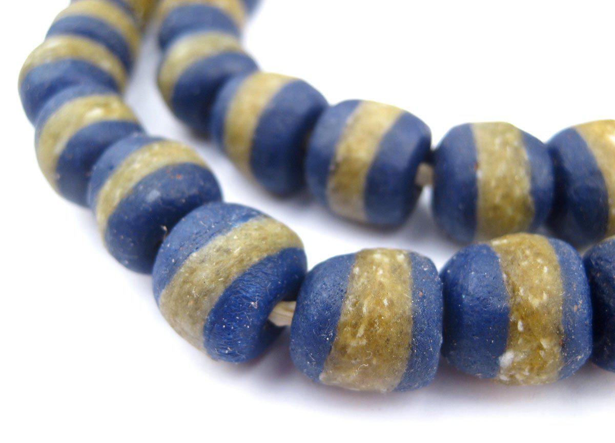 The Bead Chest African Kente Beads - Full Strand of Krobo Glass Beads (Cobalt Blue)
