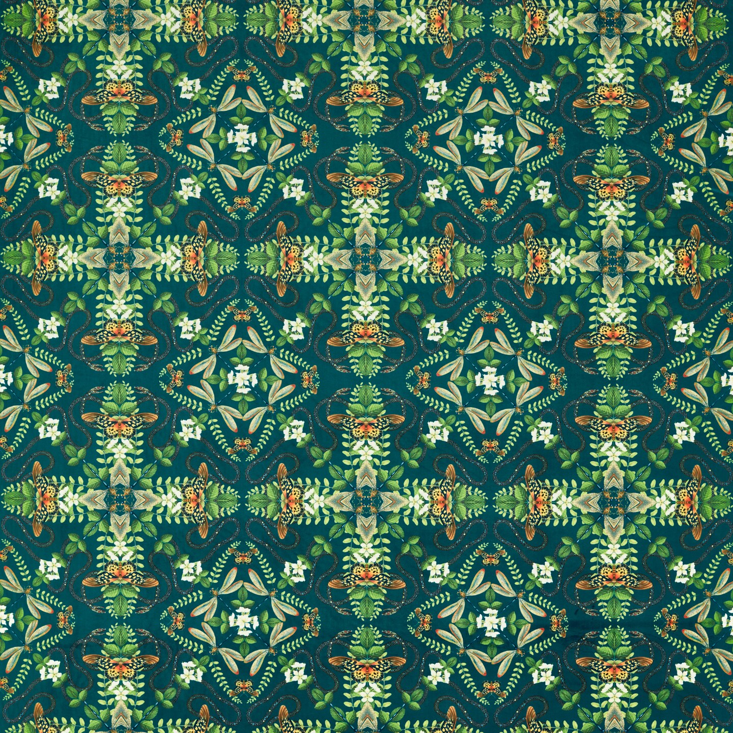 1 Yard Teal Velvet Animal Novelty Polyester Fabric 54 inch Width