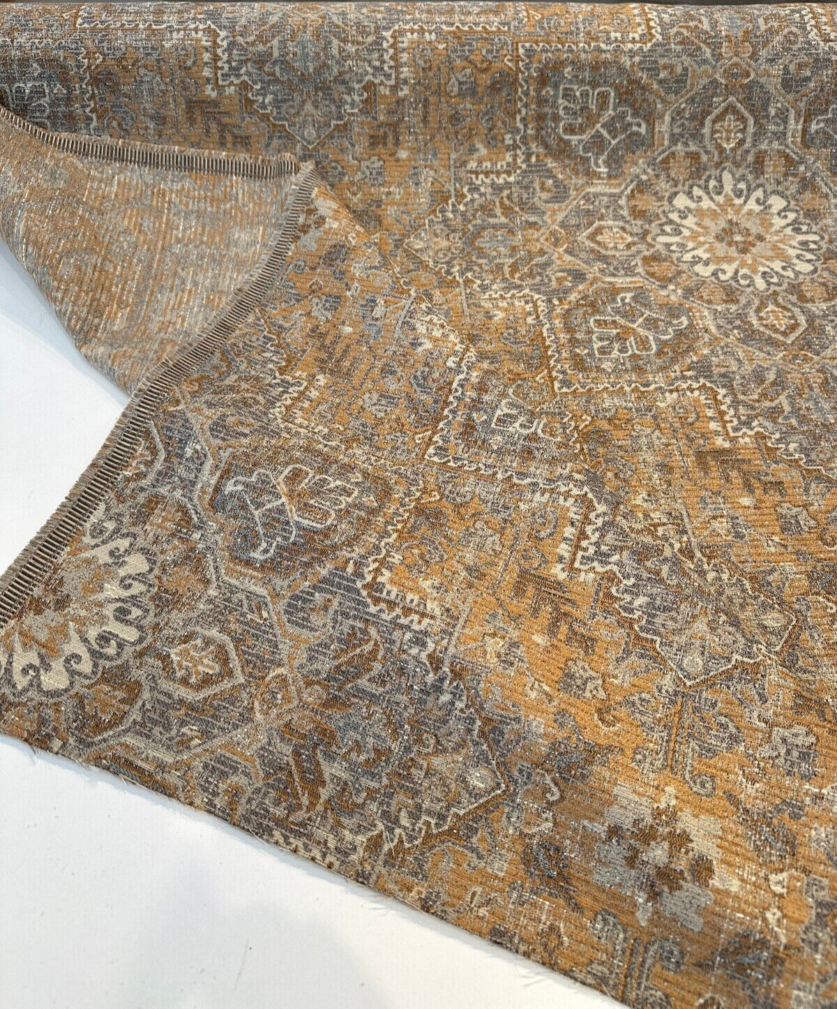 1 Yard Riggs Sienna Pecan Damask Chenille Upholstery Fabric 56 Inch Width